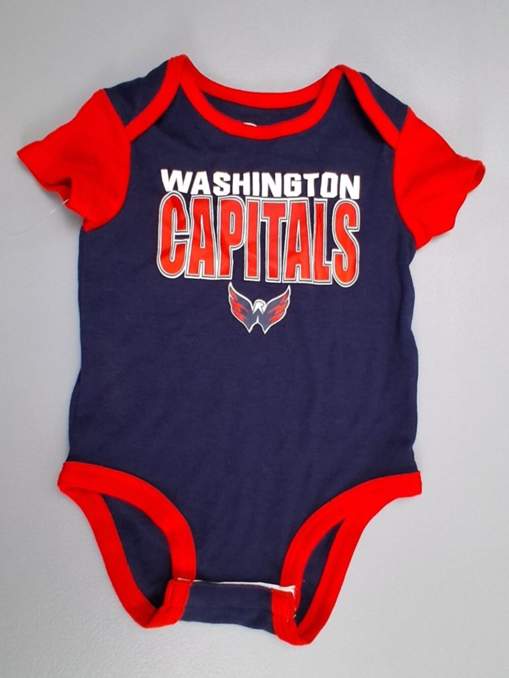 NHL Washington Capitals Infant Short Sleeve Bodysuit — Navy Blue & Red, 12M